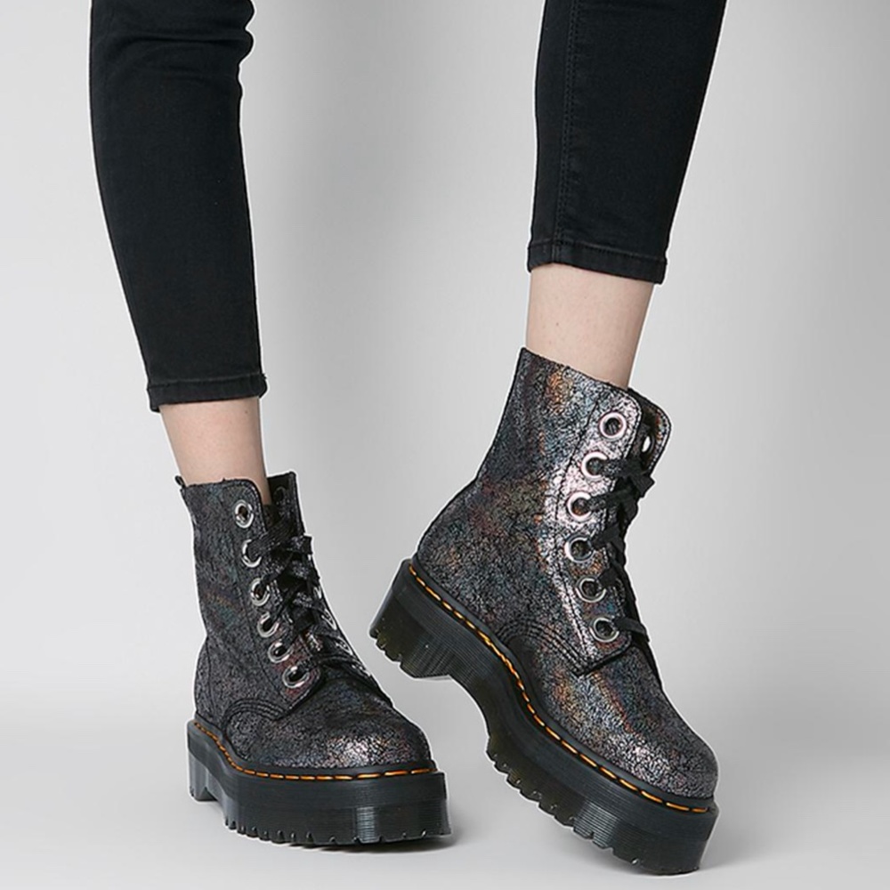 Dr. Martens Women's Molly Platform Retro Quad Gunmetal US 8 - Picture 1 of 11